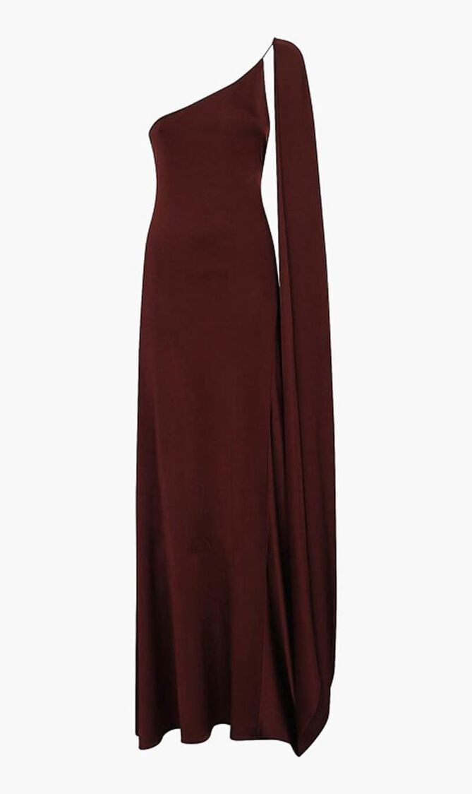 ONE SHOULDER CAPE DRESS