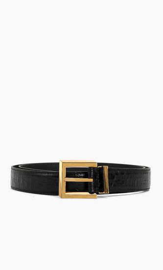 Croc Print Leather Belt