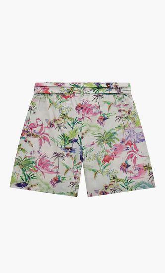Flamingo Print Poplin Bermuda Shorts
