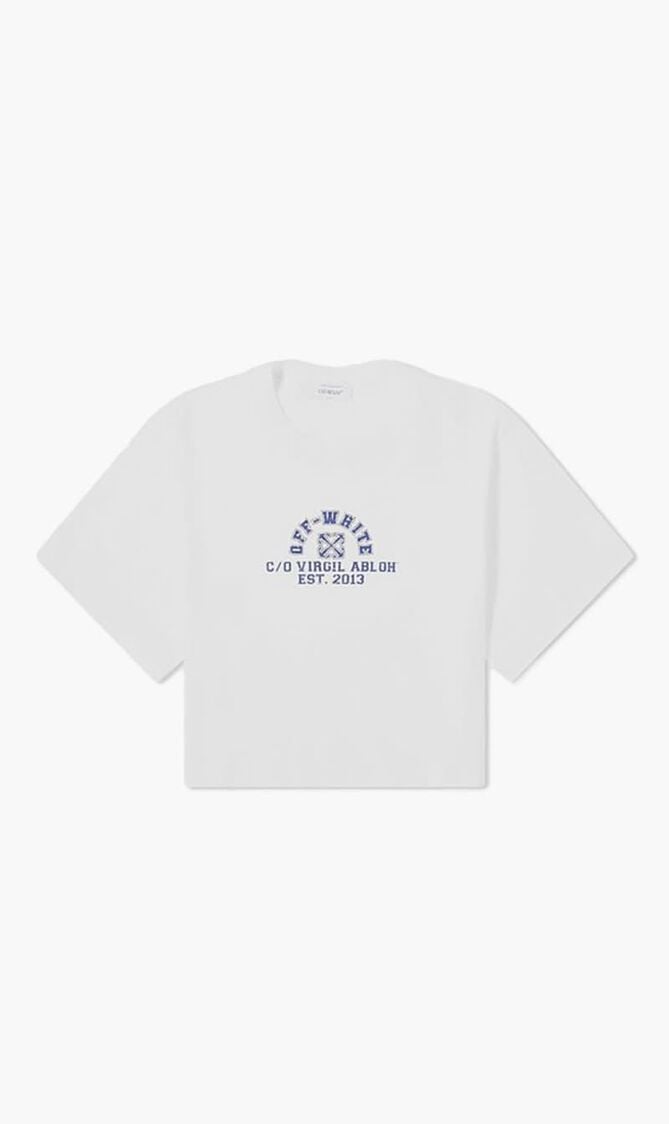 CRACKLED EST CROP TEE WHITE MULTICOLOR