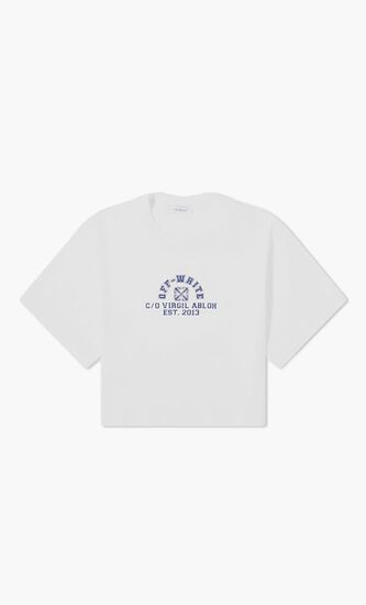 CRACKLED EST CROP TEE WHITE MULTICOLOR