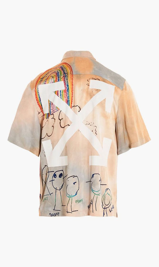 CARTOON SATIN SS SHIRT NEW BEIGE MULTI