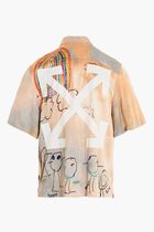 CARTOON SATIN SS SHIRT NEW BEIGE MULTI