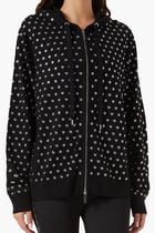 Grommeted Wool Zip-Up Hoodie