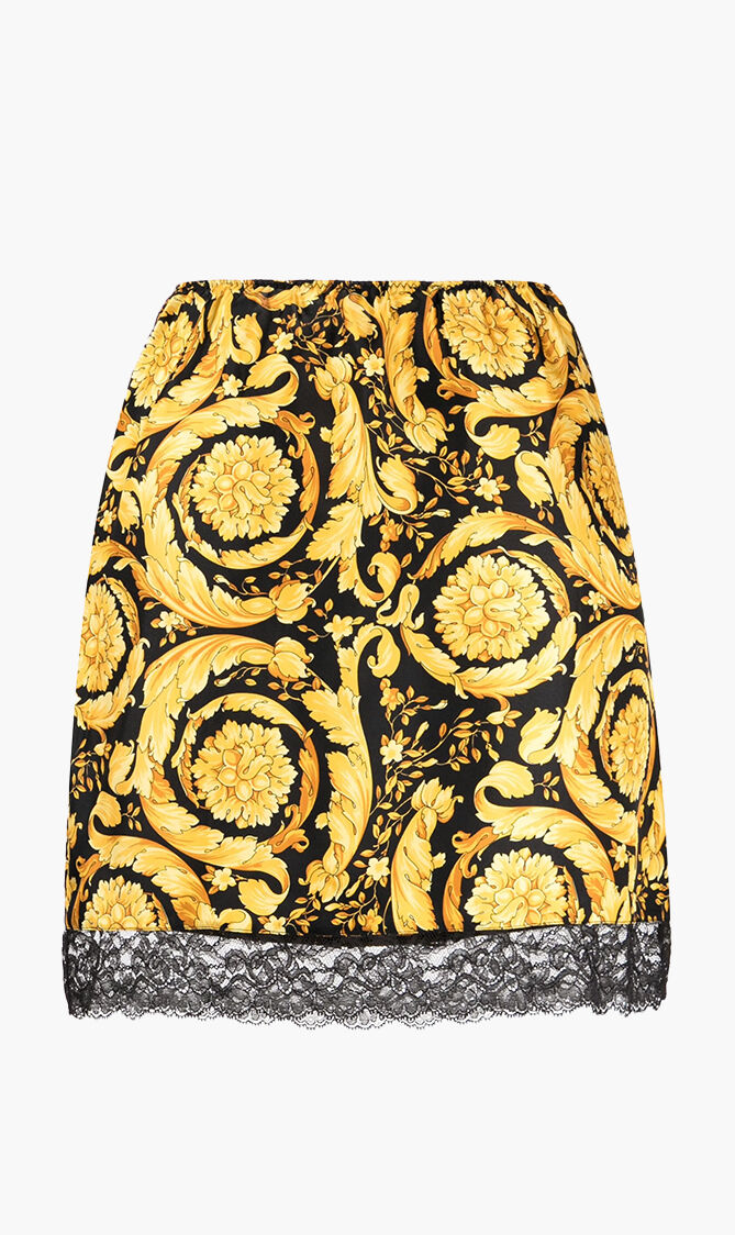 Barocco-print silk inner skirt