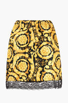 Barocco-print silk inner skirt
