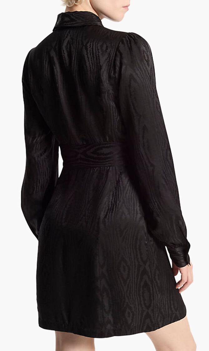 Moire Tie-Neck Dress