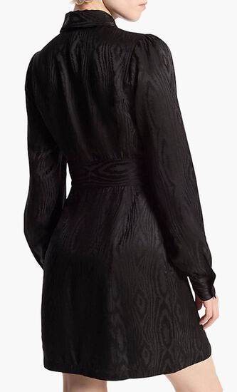 Moire Tie-Neck Dress