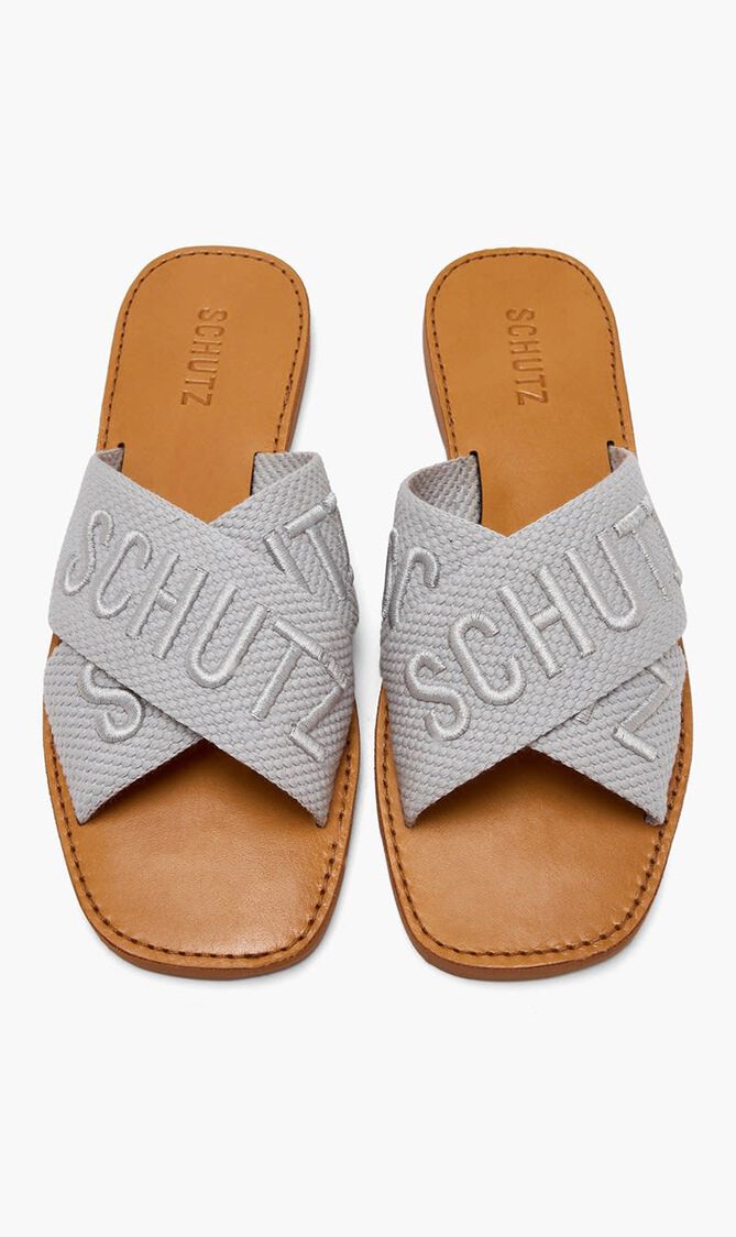 Embroidered Logo Flat Sandals
