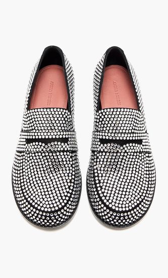 TILDA CRYSTAL LOAFER SUEDE BLACK WHITE CRYSTALS