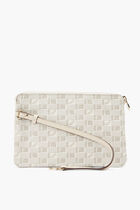 FOLIO POUCH WITH ZIP CLOSURE AND LEATHER WRISTLET