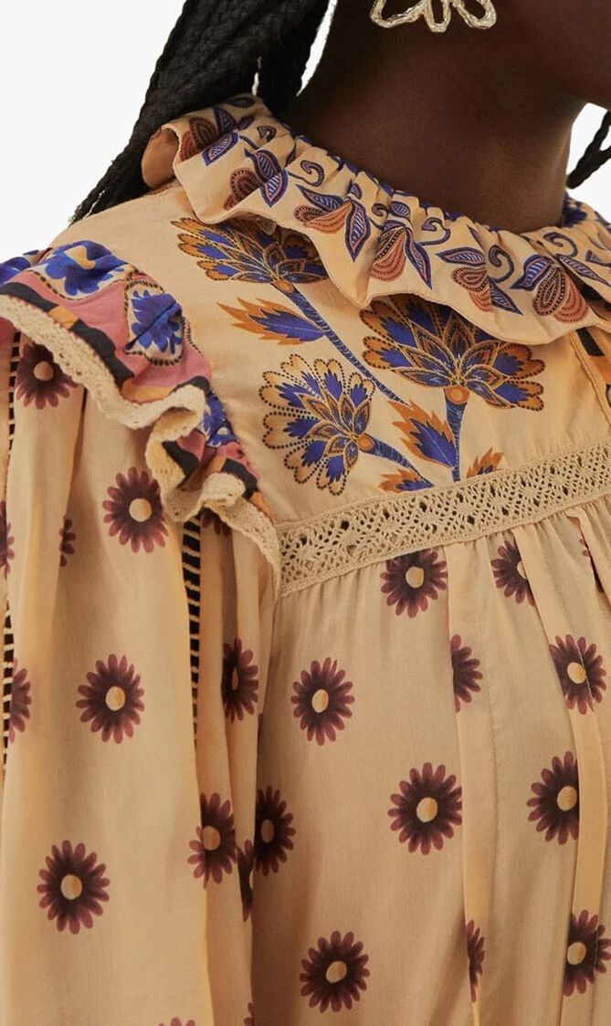 AINIKA MAXI FLORAL CREAM MIDI DRESS