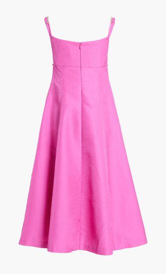 PINK TEXTURED DIAMANTE DETAIL MIDI DRESS