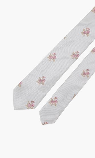 Floral Print Narrow Silk Tie