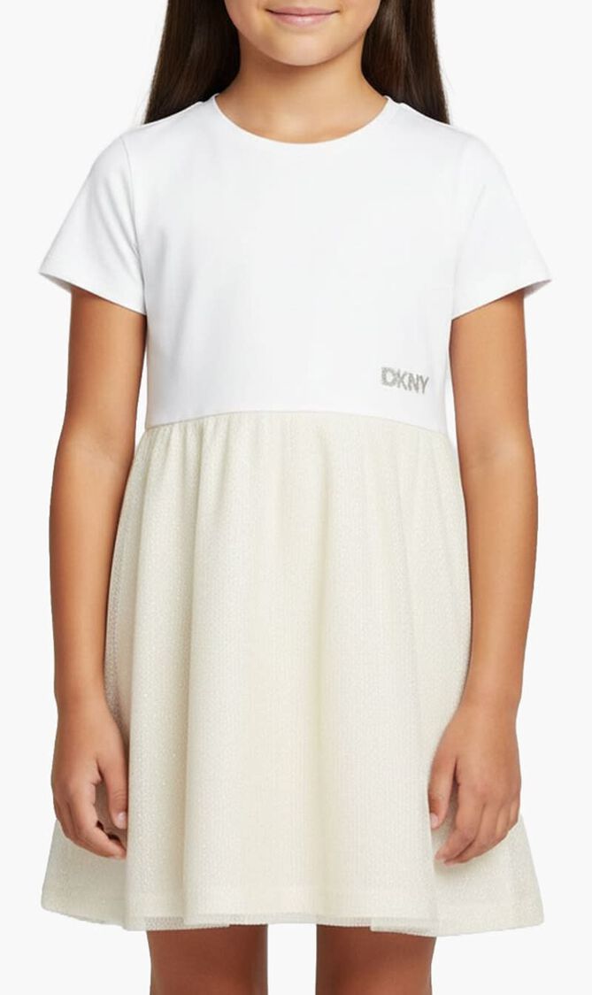 Girls White & Gold Dress