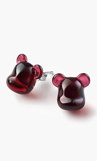 Bac Bearbrick Boucles D'oreilles Puce Argen