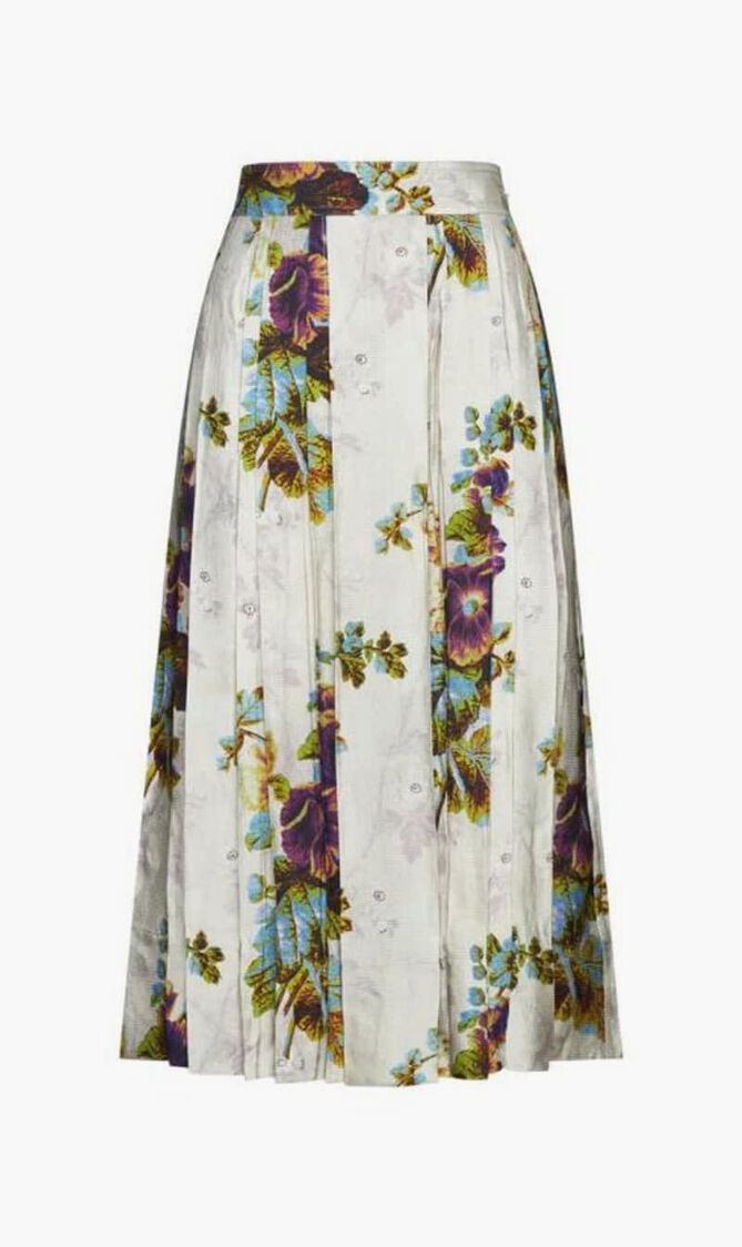 Pleated Floral Skirt