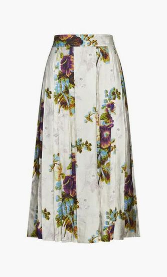 Pleated Floral Skirt