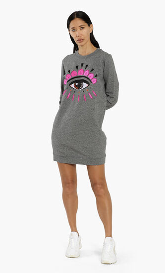 Eye Embroidered Sweatshirt Dress
