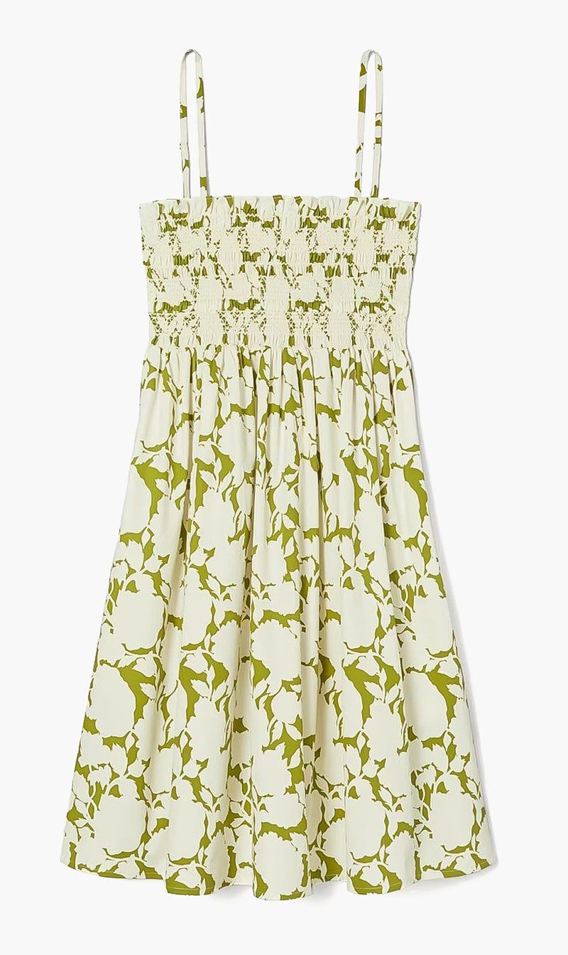 Tory burch printed smocked dress deals