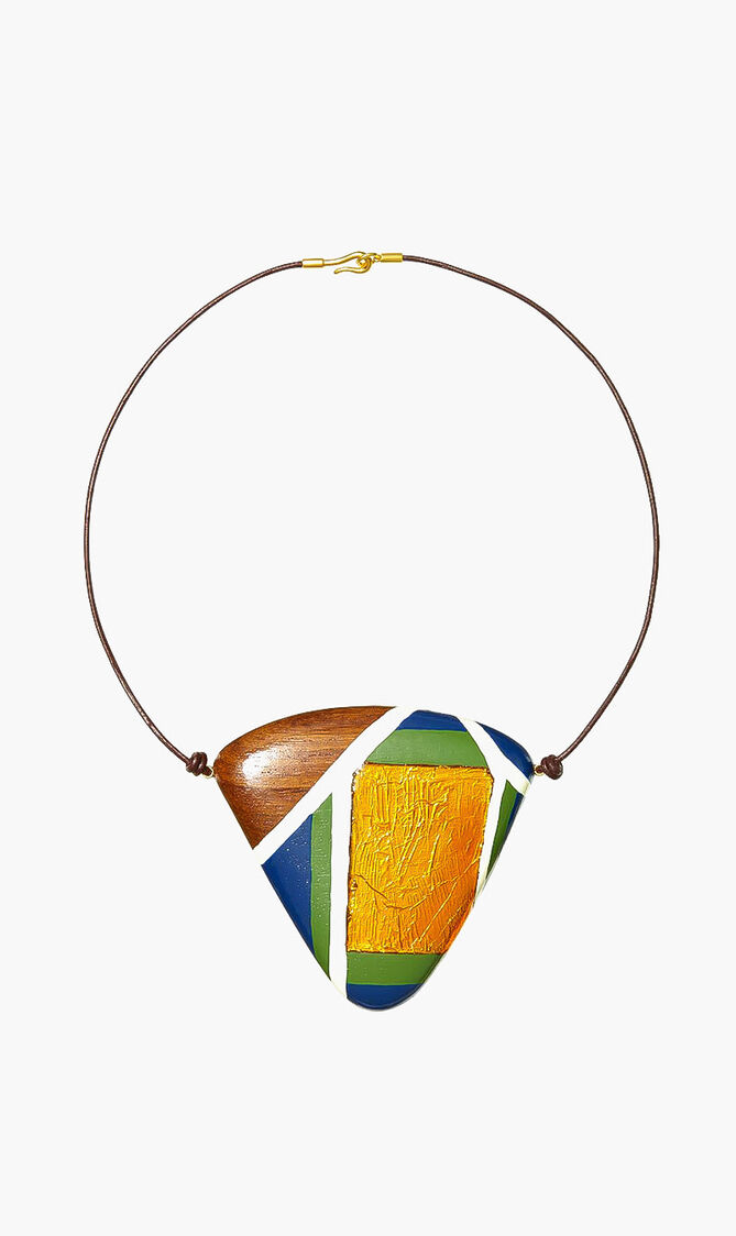 Geo Wood Pendant Necklace