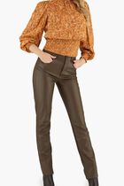 Caroline Pants - Coated Jersey Faux Leather
