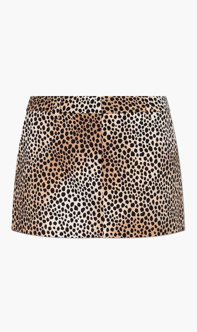 Cheetah Print Stretch Crepe Mini Skirt