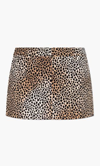 Cheetah Print Stretch Crepe Mini Skirt