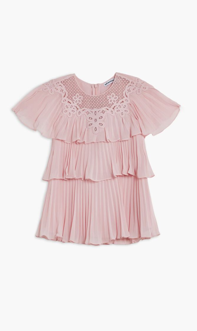 PINK TIERED CHIFFON DRESS