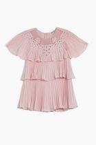 PINK TIERED CHIFFON DRESS