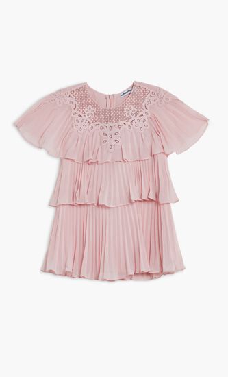 PINK TIERED CHIFFON DRESS