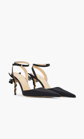 Wonder Tulip Black Satin High HeeLong Sleeve 95Mm
