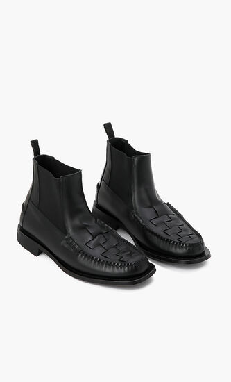 Interwoven-Design Ankle Boots