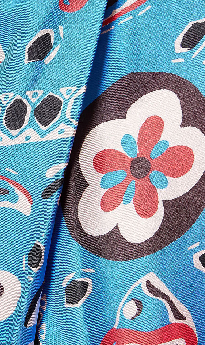 Printed Silk Strapless Dress