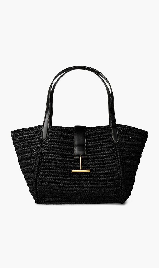 Tara Medium Raffia and Leather Tote.