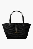 Tara Medium Raffia and Leather Tote.