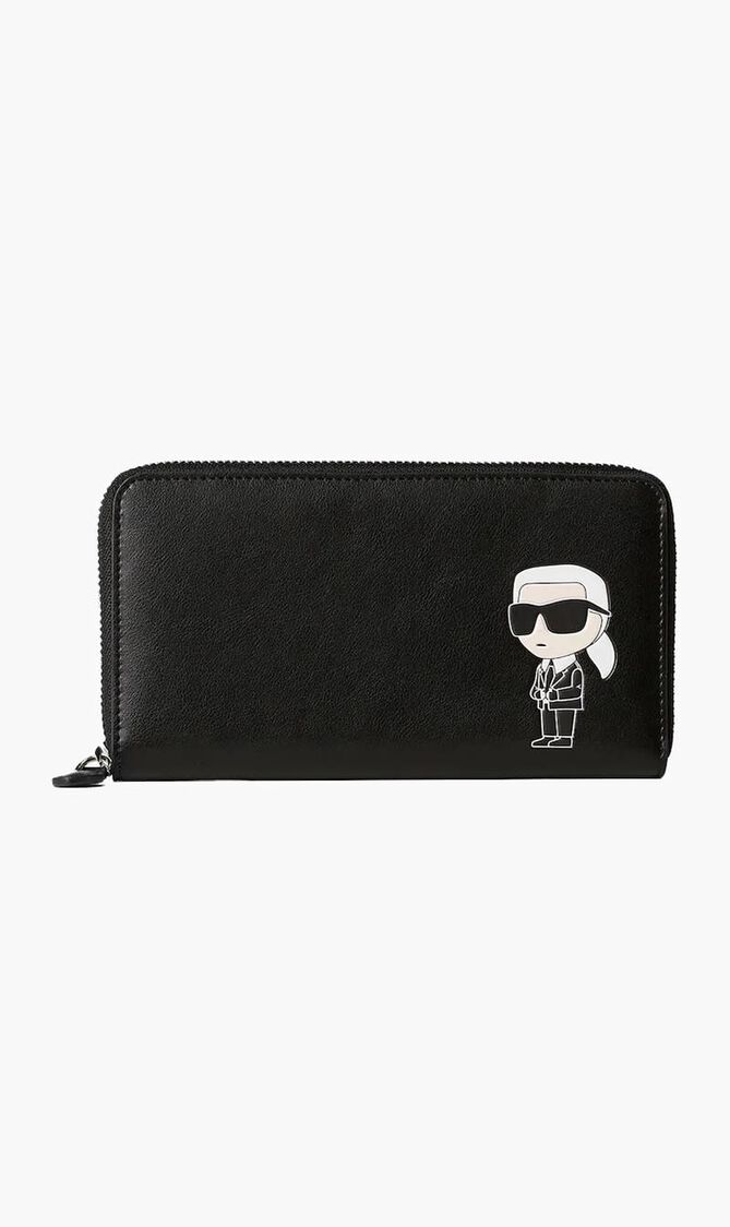 Ikonik leather wallet with zipper