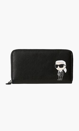 Ikonik leather wallet with zipper