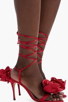 Satin Flower Detail High Heel Sandals