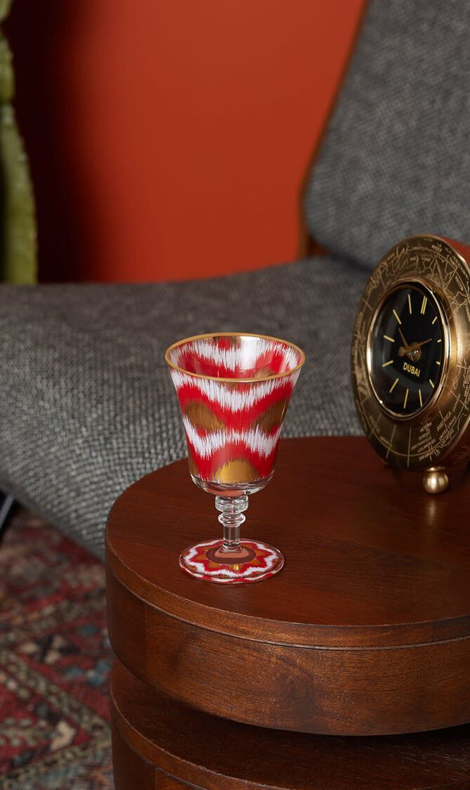 Ikat Drinking Glass Red