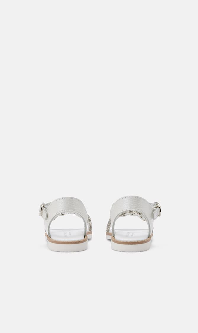 CRYSTAL BRAID BAND EMBELLISHED LEATHER SANDAL