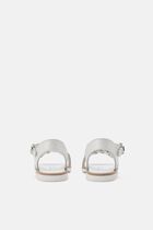 CRYSTAL BRAID BAND EMBELLISHED LEATHER SANDAL