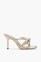 LEATHER BOW HEELED SANDAL