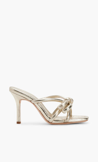 LEATHER BOW HEELED SANDAL