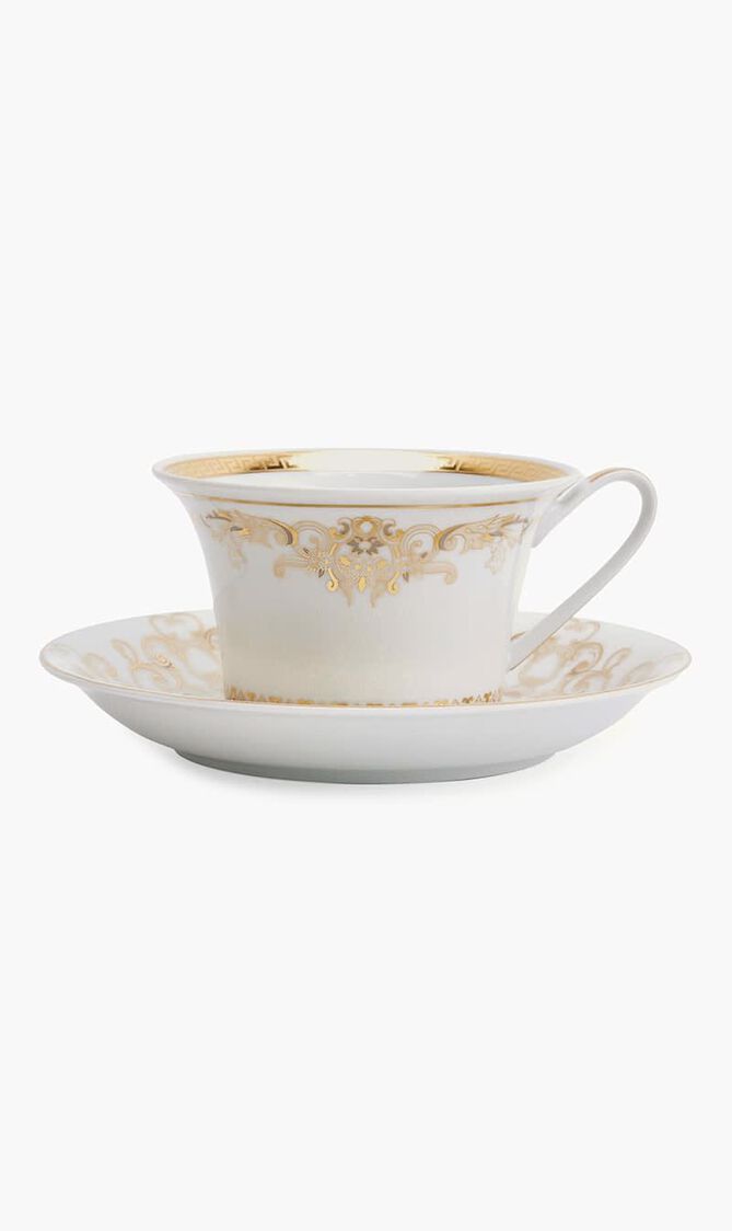 Medusa Gala Tea Cup & Saucer White Set Of 6