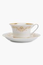 Medusa Gala Tea Cup & Saucer White Set Of 6