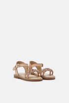 CRYSTAL BRAID BAND EMBELLISHED LEATHER SANDAL