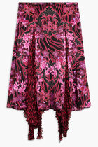 SKIRT ALLOVER ORCHID PRINT SATIN FABRIC
