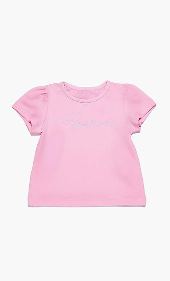 Pink Logo Embroidered T-shirt