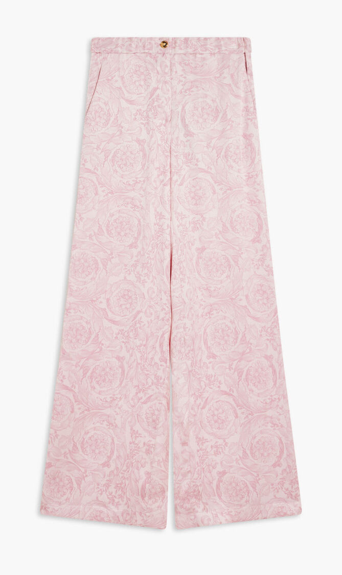 INFORMAL PANT FABRIC DOUBLE SILK SATIN PRINT BAROCCO ALLOVER